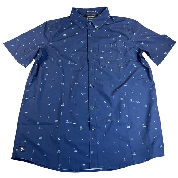 William Murray Golf Other - William Murray Golf Mens Navy Blue Golf Icon Print Short Sleeve Button Down M